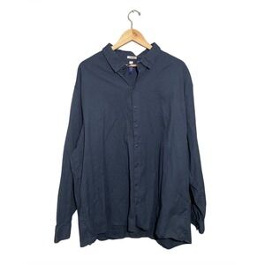Artefact 100% Cotton Collared Shirt Men's 3XL Long Sleeve Casual Navy Blue
